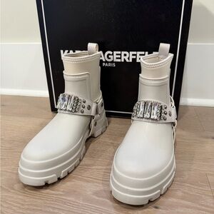 Karl Lagerfeld Women's Gray Combat Boots